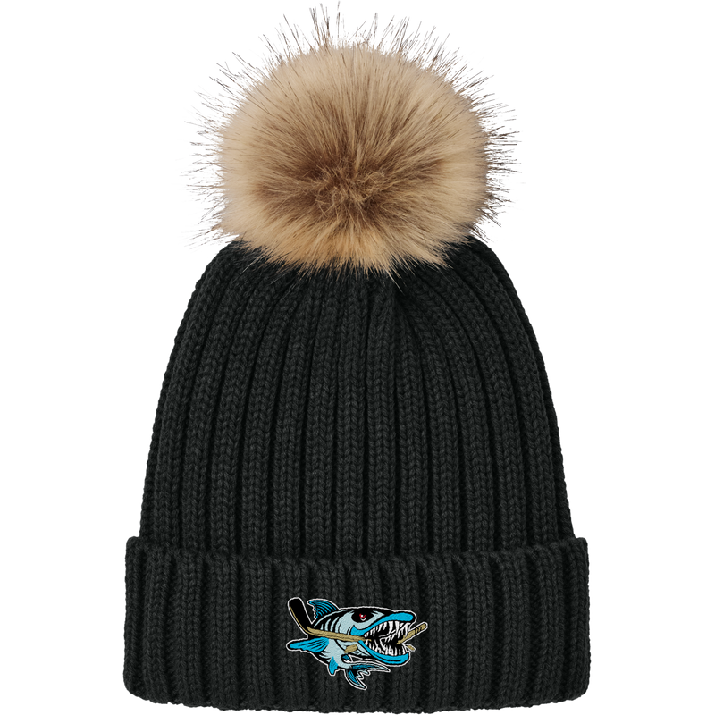 Boca Barracudas Faux Fur Pom Beanie