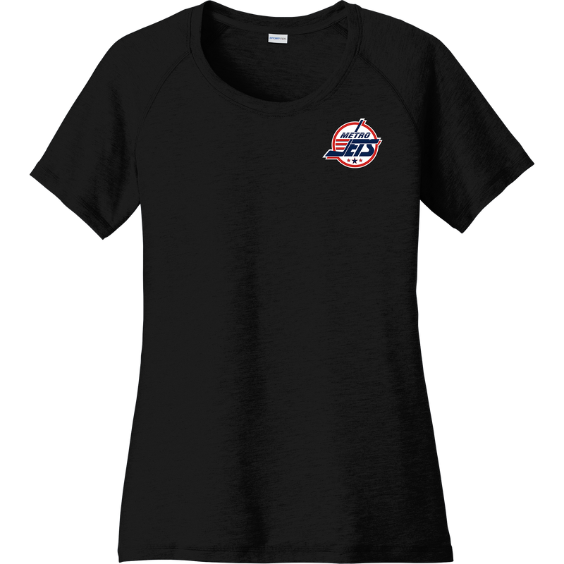Metro Jets Ladies PosiCharge Tri-Blend Wicking Scoop Neck Raglan Tee