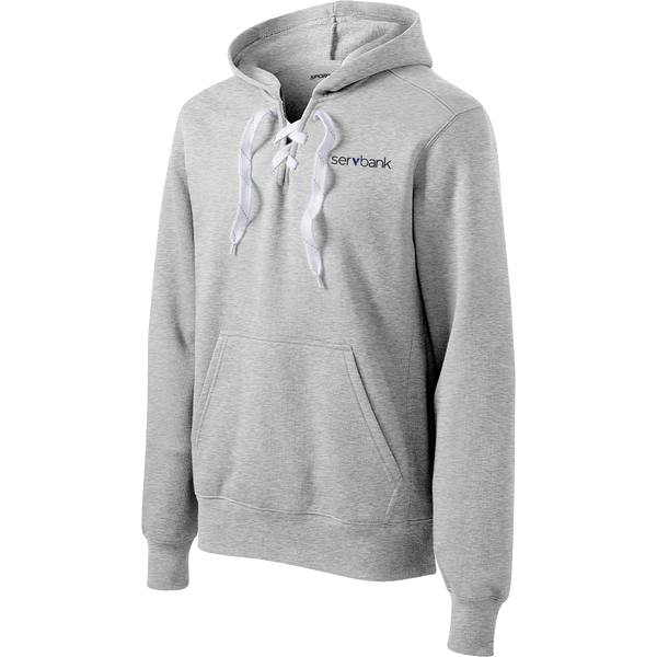 Servbank Lace Up Pullover Hooded Sweatshirt